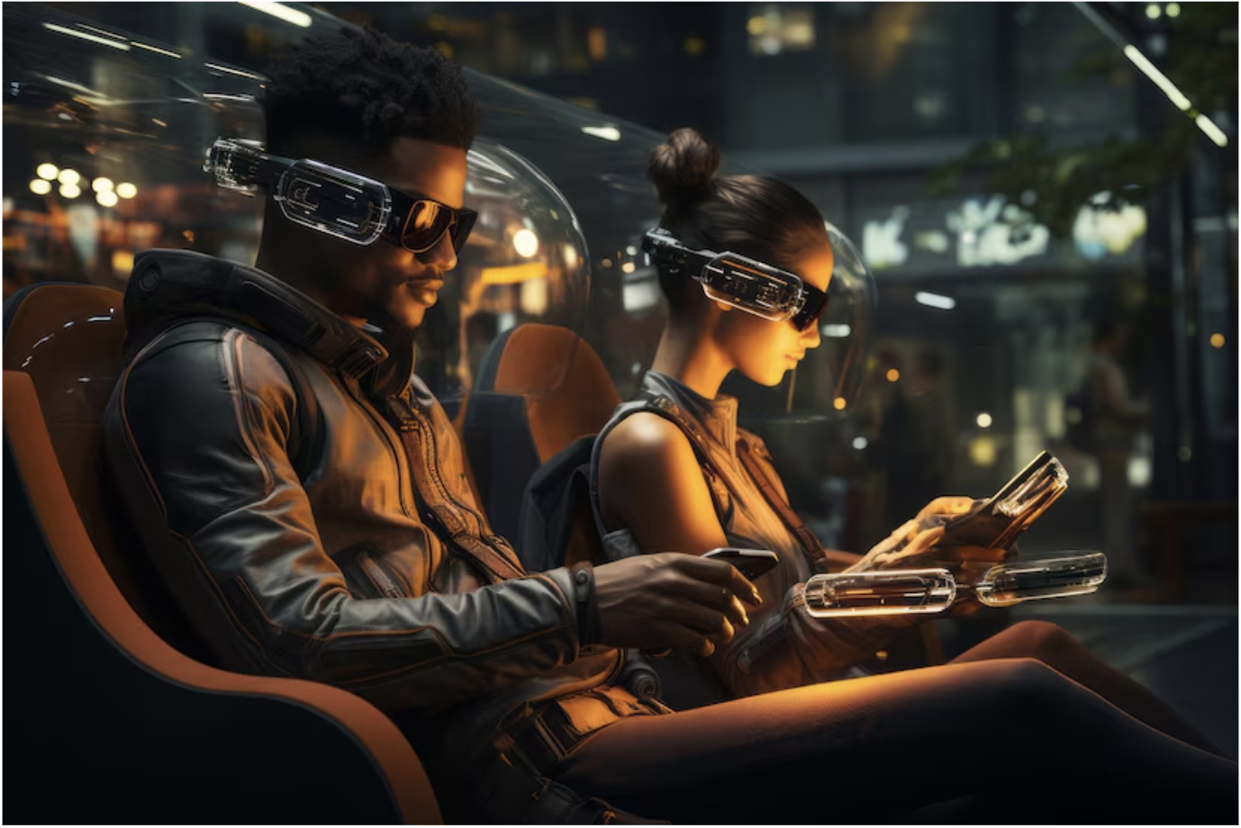 Two people gaming with VR headsets